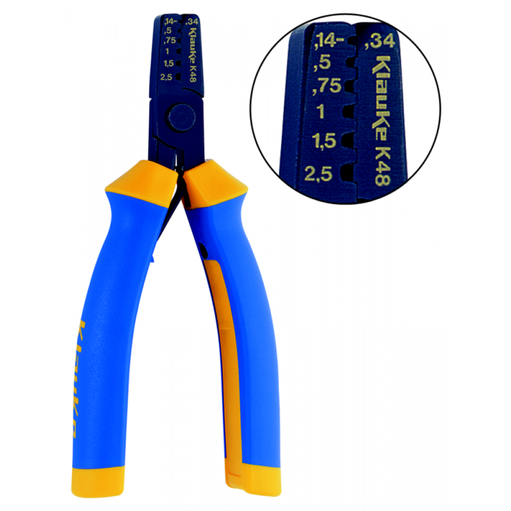 K48 Crimping tool for cable end-sleeves 0.14-2.5mm2